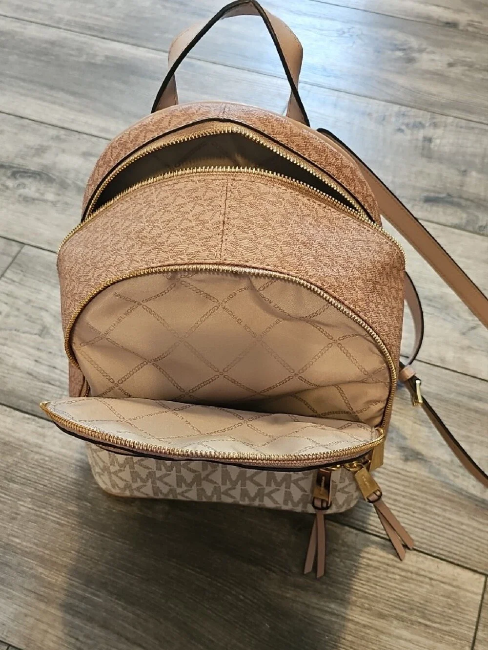 Michael Kors Two-Tone Pink & Cream Logo Backpack